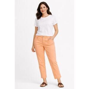 Chico’s Sz 1 Womens Orange Slim Crop Ankle Pants (Fits 8/10) Stretch Mid-Rise